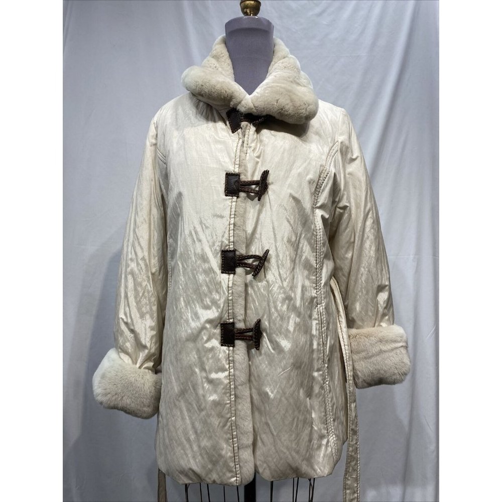 fabrick jacket rex rabbit cuffs trim and collar (62193)